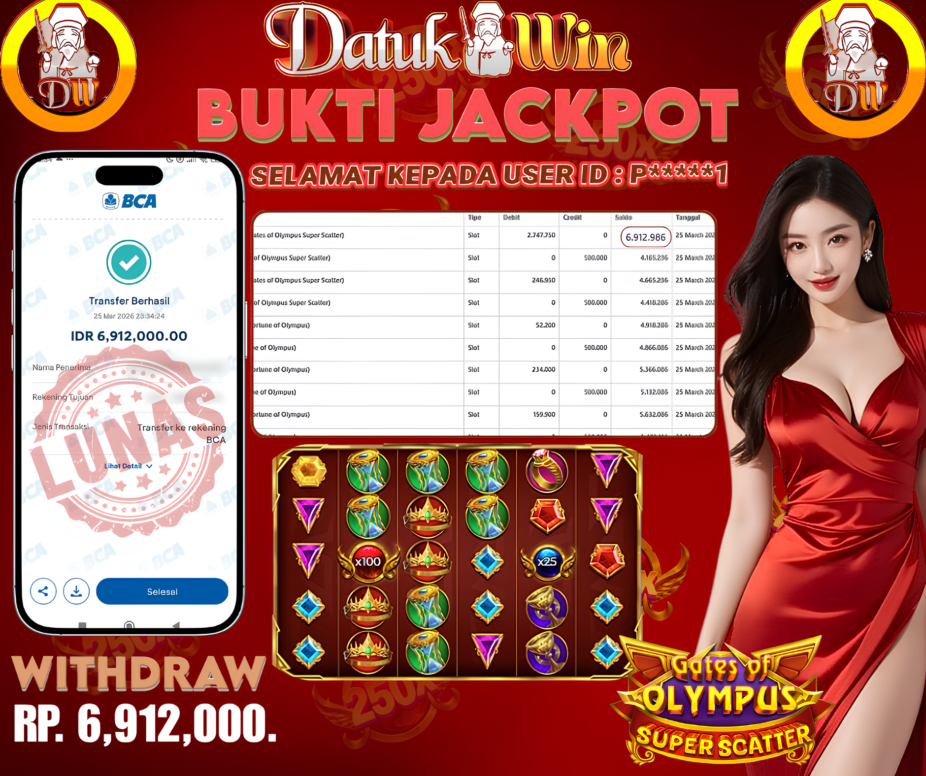 Bukti Pembayaran Jackpot 26 MARET 2026 – DATUKWIN