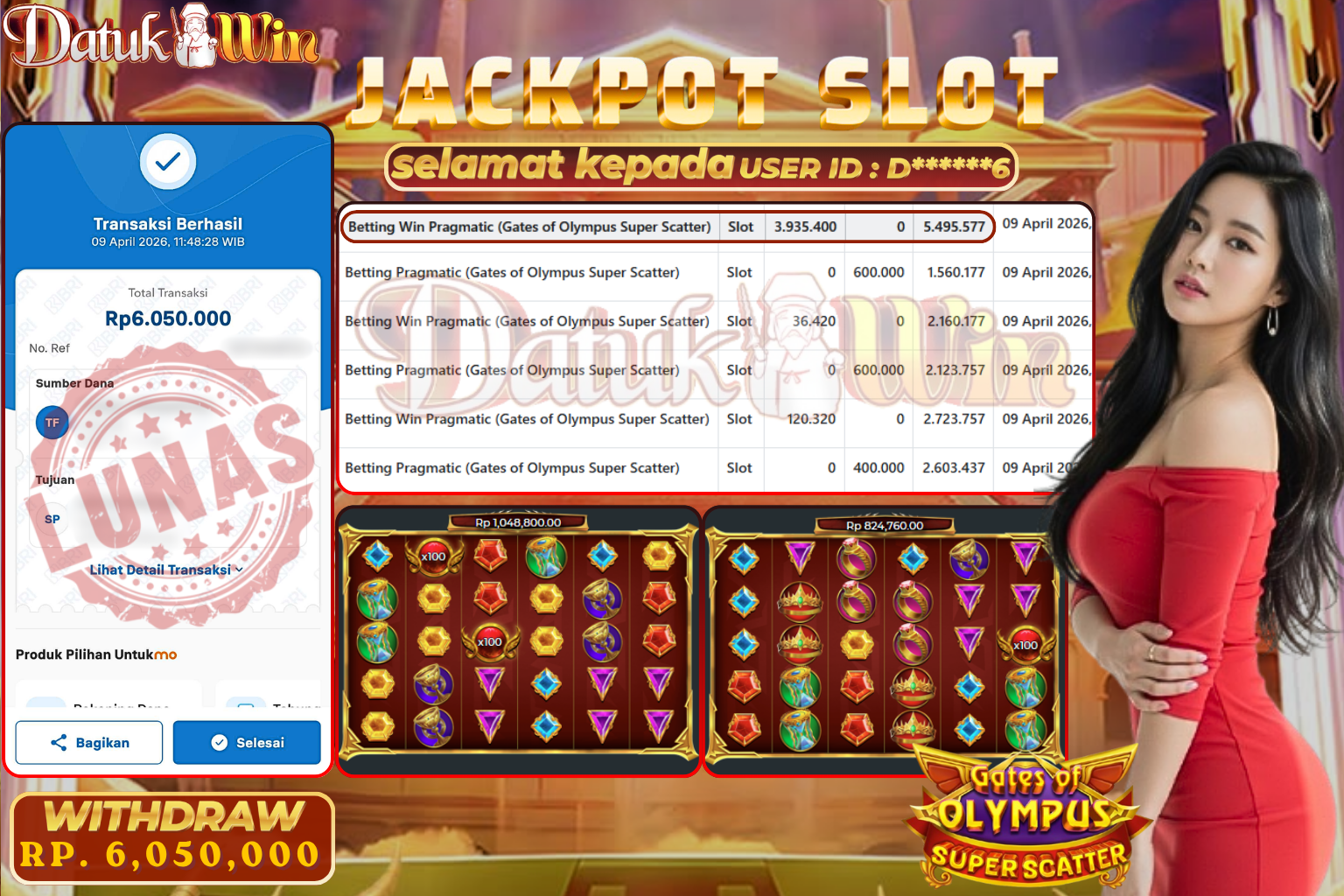 Bukti Pembayaran Jackpot 10 April 2026 – DATUKWIN