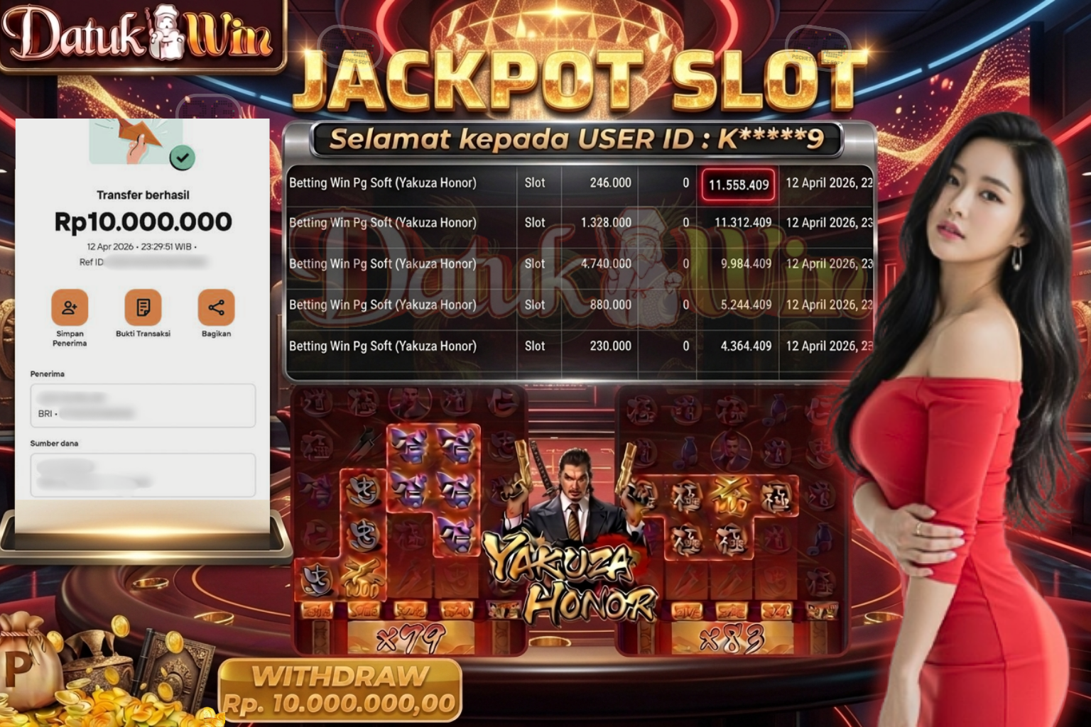 Bukti Pembayaran Jackpot 13 April 2026 – DATUKWIN