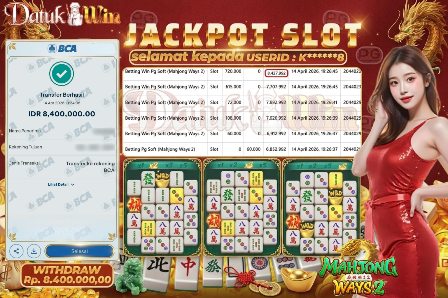 Bukti Pembayaran Jackpot 15 April 2026 – DATUKWIN