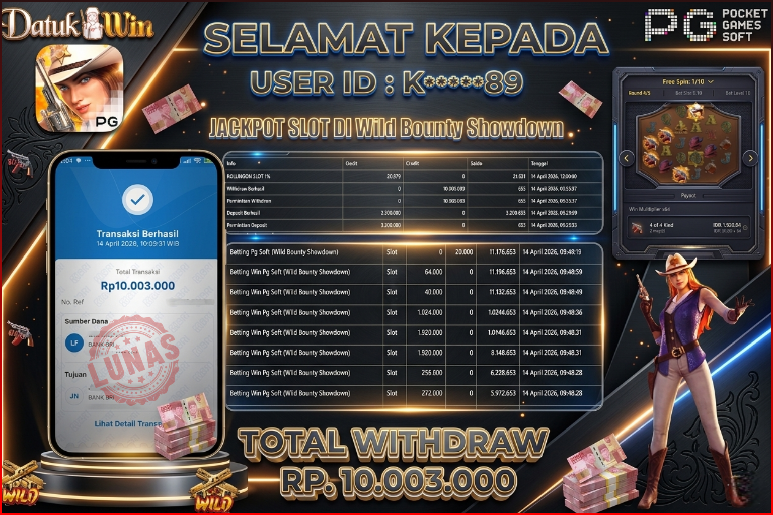 Bukti Pembayaran Jackpot 14 April 2026 – DATUKWIN
