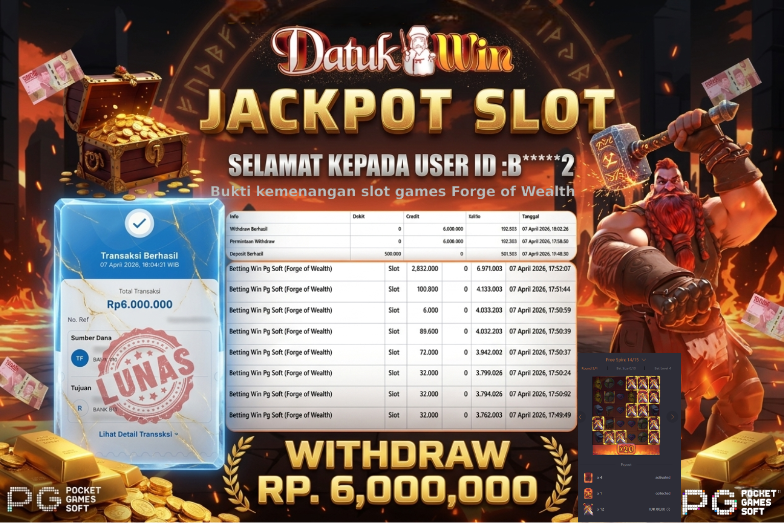Bukti Pembayaran Jackpot 07 April 2026 – DATUKWIN