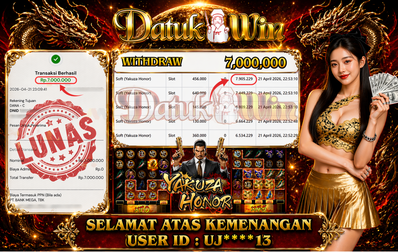 Bukti Pembayaran Jackpot 22 April 2026 – DATUKWIN