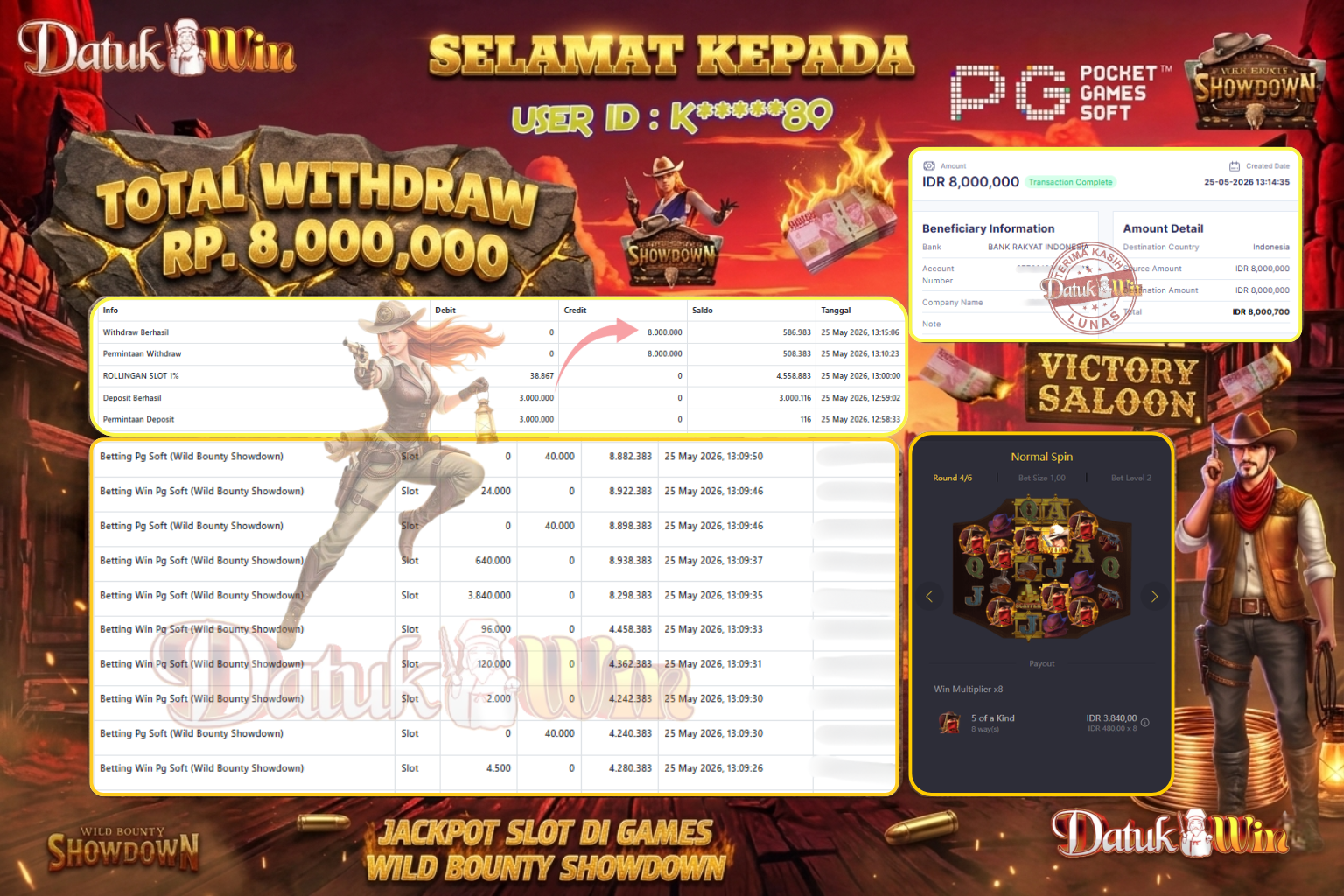 Bukti Pembayaran Jackpot 25 Mei 2026 – DATUKWIN