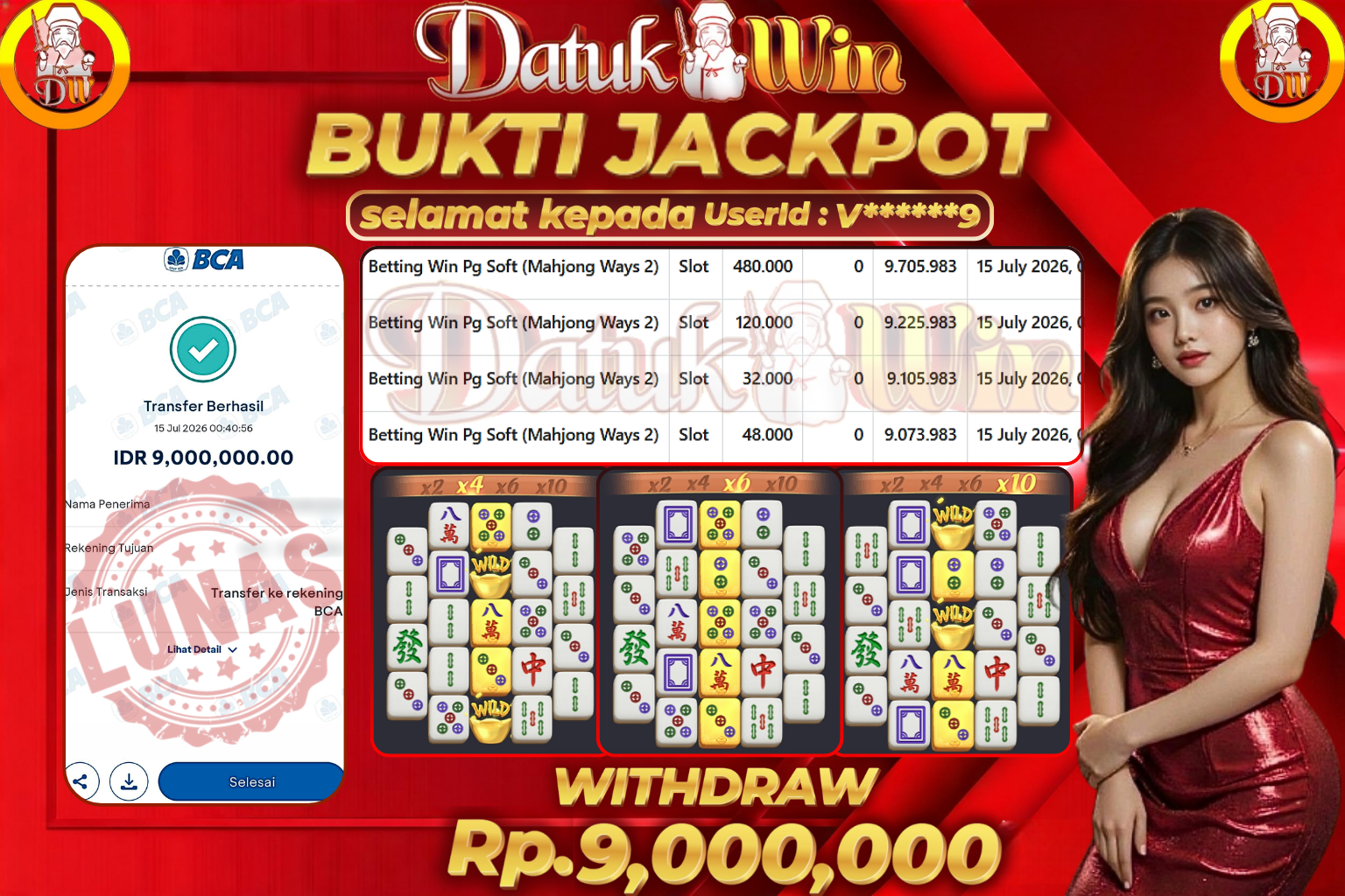 Bukti Pembayaran Jackpot 15 Juli 2026 – DATUKWIN