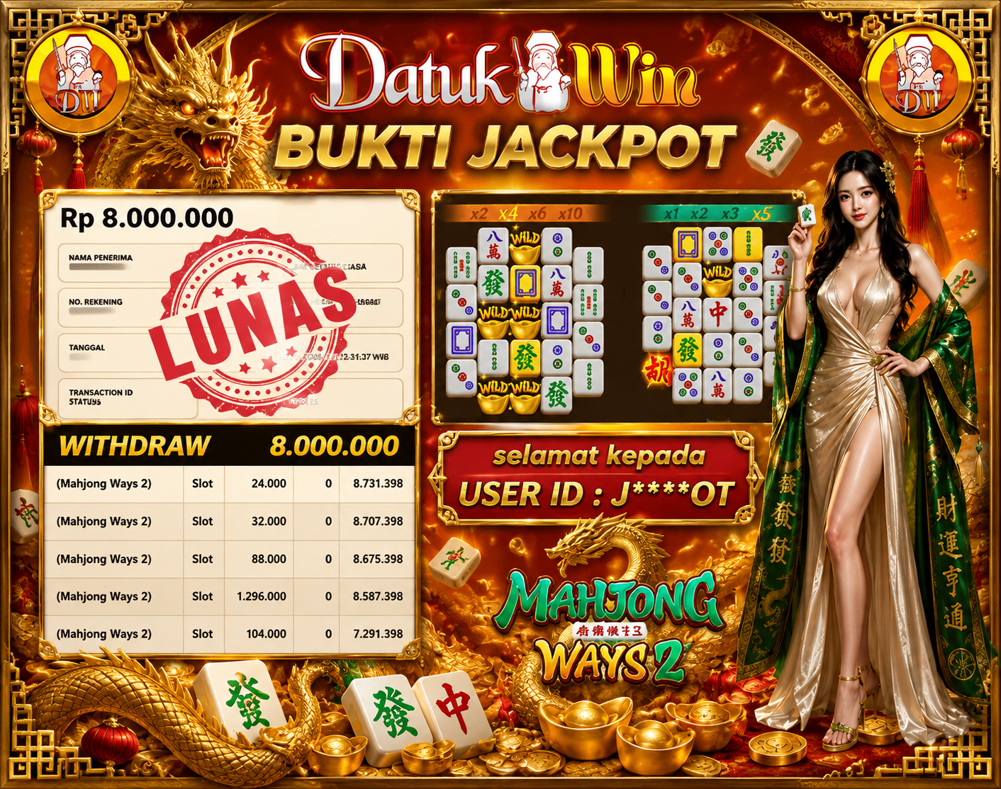 Bukti Pembayaran Jackpot 28 Juli 2026 – DATUKWIN
