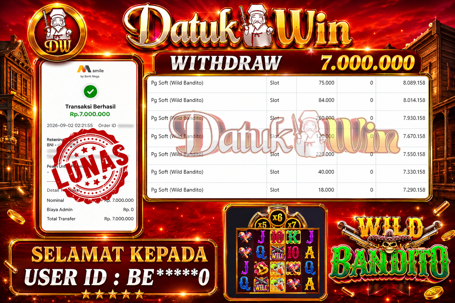 Bukti Pembayaran Jackpot 02 September 2026 – DATUKWIN