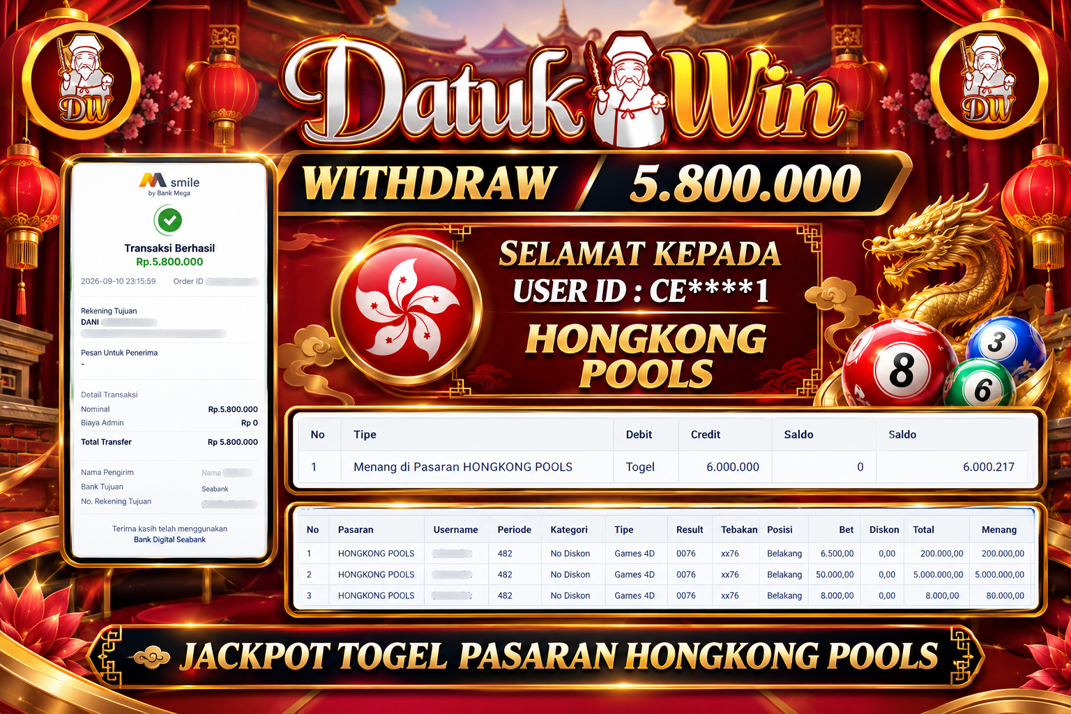 Bukti Pembayaran Jackpot 11 September 2026 – DATUKWIN