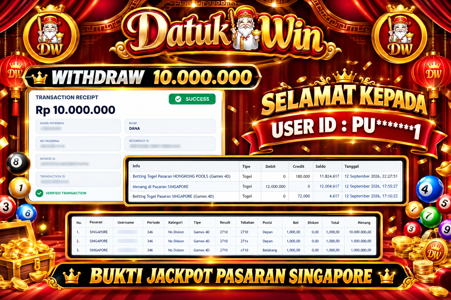 Bukti Pembayaran Jackpot 13 September 2026-DATUKWIN